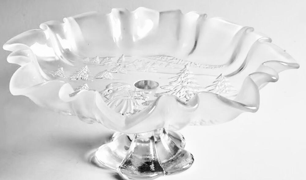 Vtg Mikasa Crystal Glass Holiday Classic Footed Ruffled Bon Bon Dish Germany